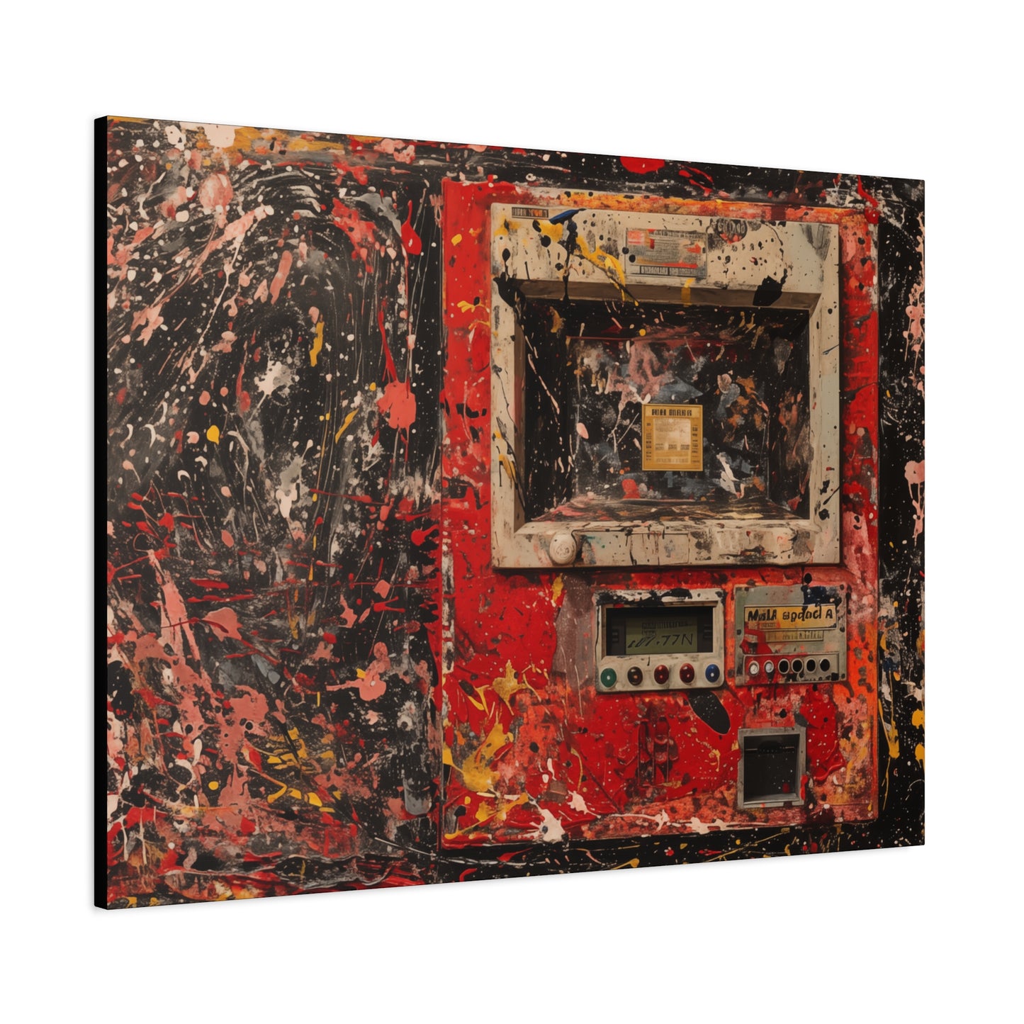 Pollock paints and ATM - the canvas